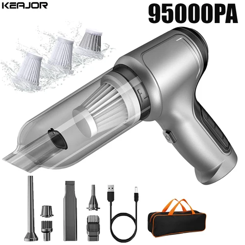 Imagen 1 del producto Aspirador de coche inalámbrico portátil Mini aspirador de mano potente 95000PA aspirador de succión fuerte para el hogar del coche