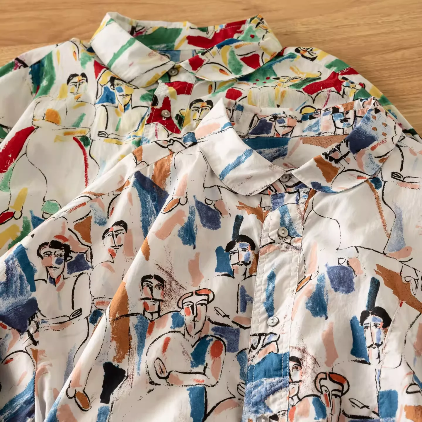 

Женская рубашка из чистого хлопка с бюстом 124 см, осенне-весенние рубашки оверсайз с абстрактным принтом, блузки с длинными рукавами, праздничные топы