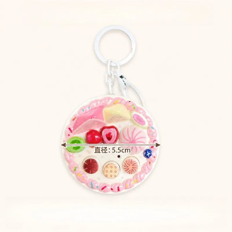 Cake Recording Music Keychain Creative Mini Dessert Cake Key Chain Fun Music Student Bag Birthday Gift Accessories Keyring