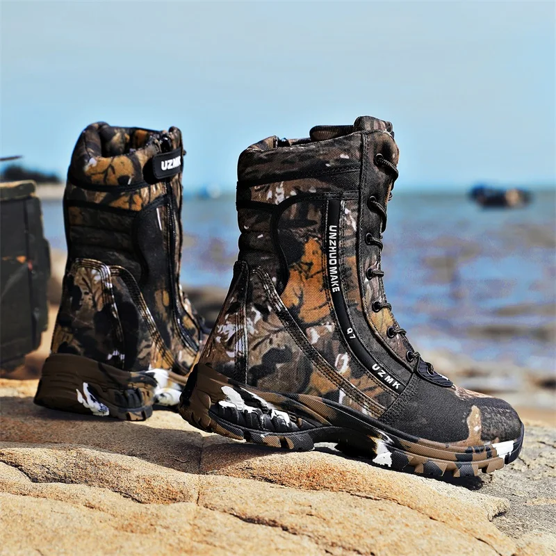 Men's Training Boots Four Seasons New Anti-Slip Breathable High Top Outdoor Field Hiking Professional Battlefield Tactical Boots