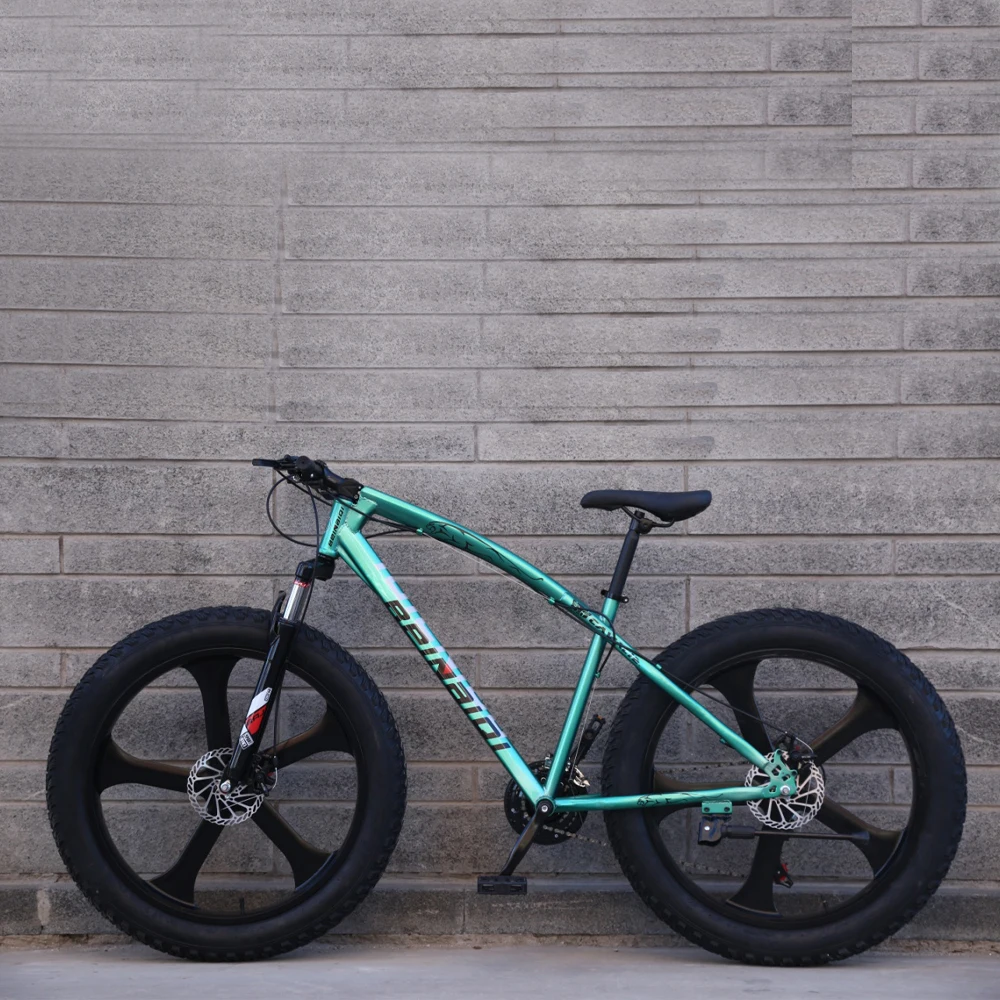 

26inch Fat Tire Snow Bike Steel Frame 7 Speed Disc Brake Suspension Front Fork Sport Mountain Bike