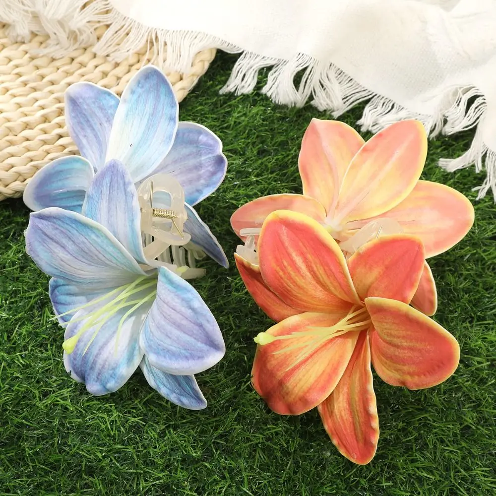 

Fashion Bohemia Lilium Flower Hair Claw Ponytail Clip Large Shark Clip Calla Hair Clip Headwear Headdress Big Hair Claw Female