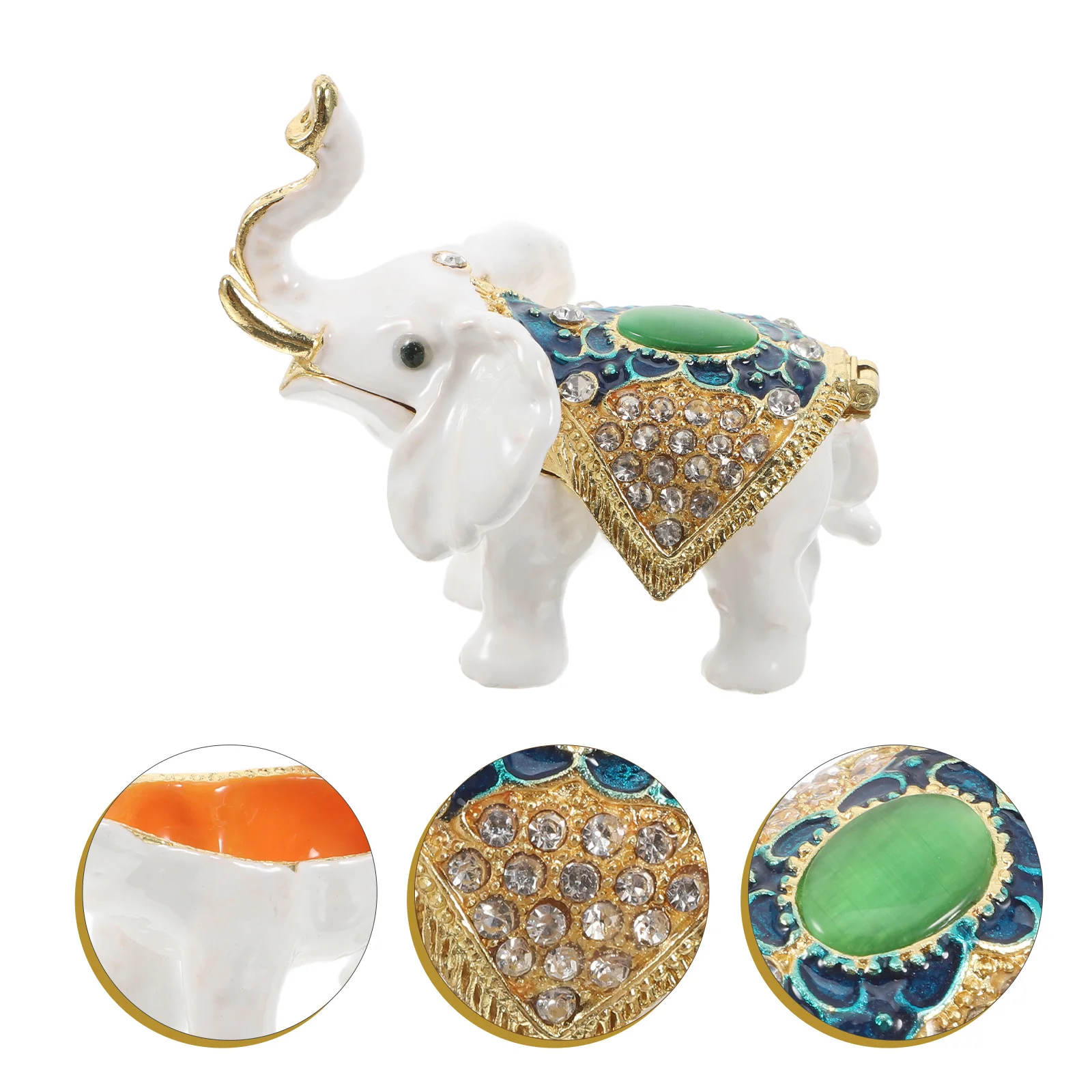 

Шкатулка для драгоценностей в виде слона, элегантный декор со стразами, держатель для безделушек, кольцо, ожерелье, органайзер для хранения ювелирных изделий из цинкового сплава