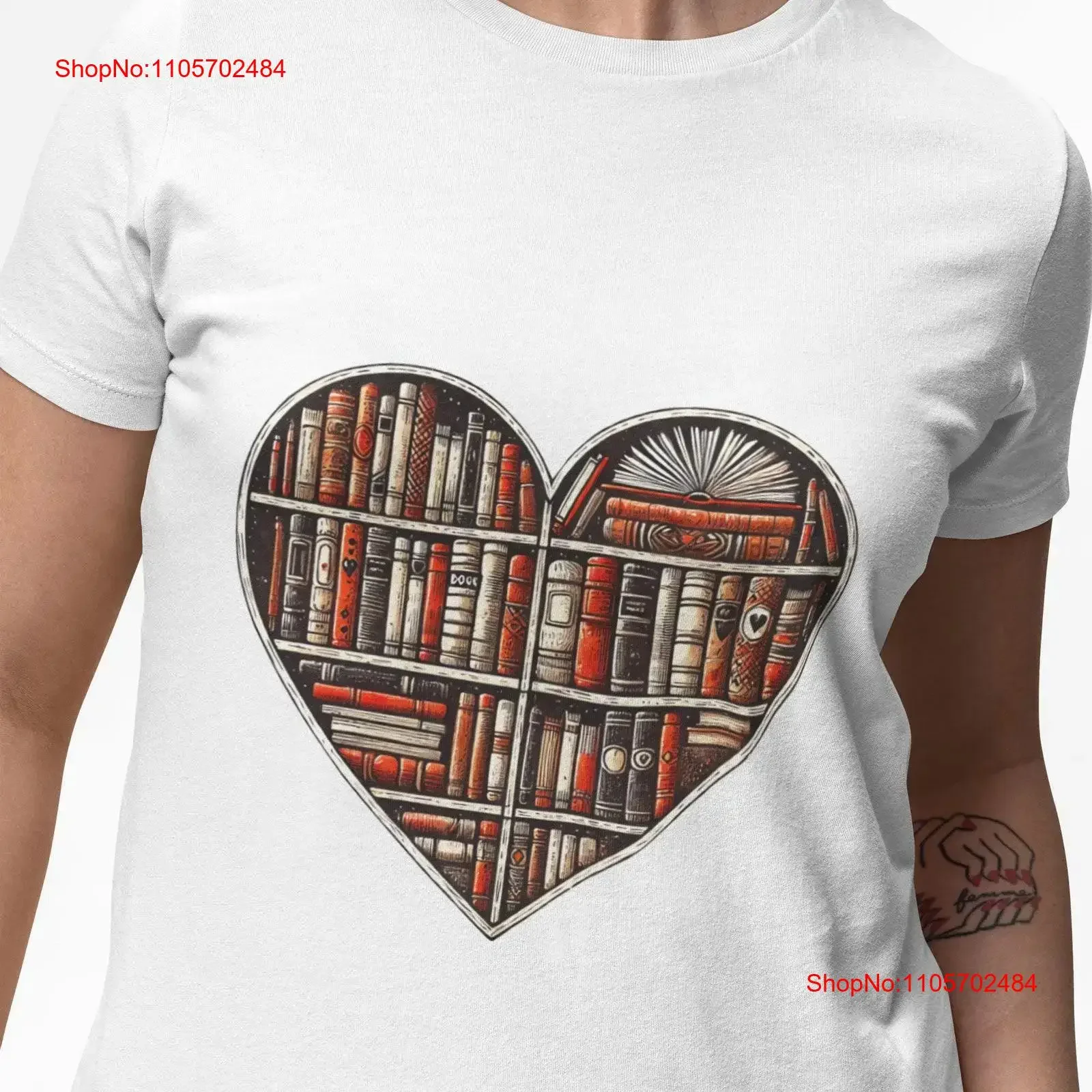 Heart Shaped Bookshelf T Shirt Artistic Novelty Design for Book Lovers Unique Literary Casual Thoughtful Top vintage Washed