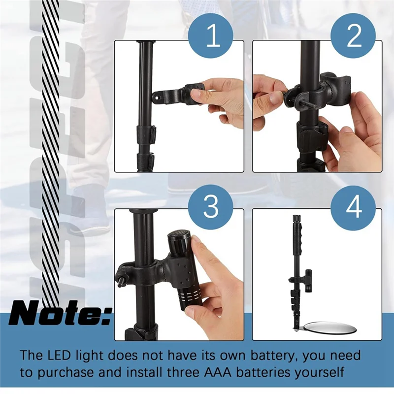 AB34-車両下検査ミラー、ライトと伸縮ハンドル付きハンドヘルド検査ミラー、車両下トラックスペアパーツ用
