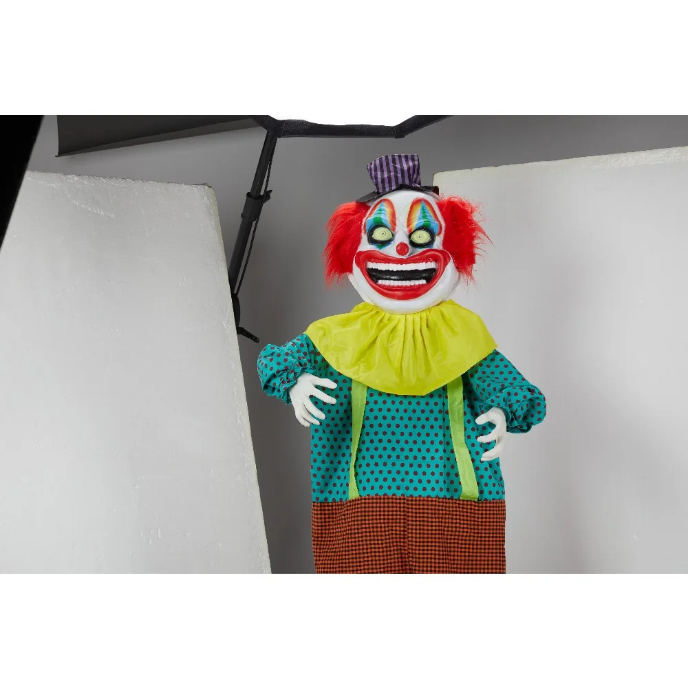 

​​​​6FT Halloween Yellow Light Eyes Manual Head Clown Voice Control Decoration