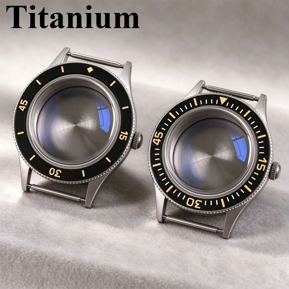 50-Fathoms Retro 40mm Titanium/Stainless Steel 20ATM Diver Watch Case Domed Sapphire Glass For NH35 ETA2824 Miyota 8215 Movement