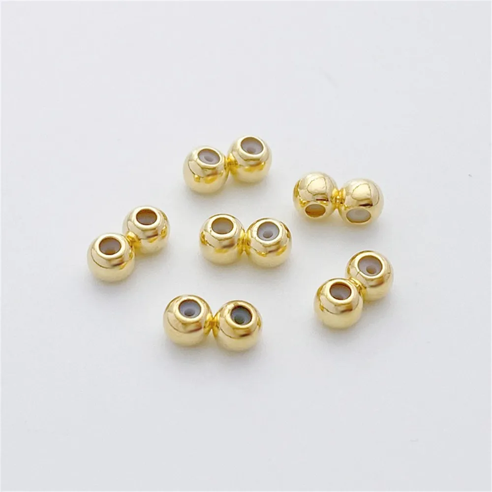 14K Gold-plated Double Row Positioning Adjustment Round Hole Rubber Stopper Silicone Beads Handmade DIY Bracelet Accessories