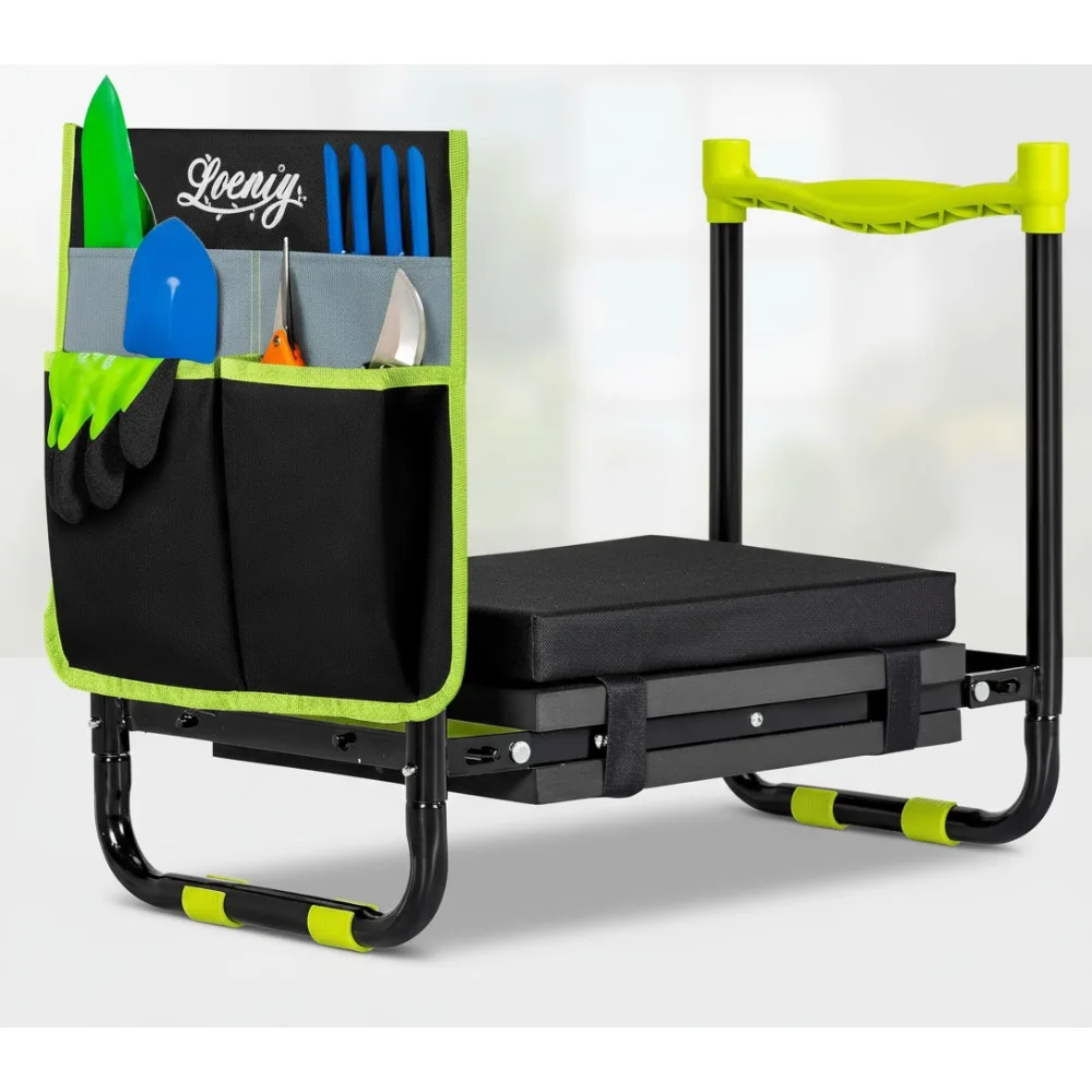 

10.8" Foldable Garden Kneeler Seat with Tool Pouch, Thickened Pad for Seniors & Parents