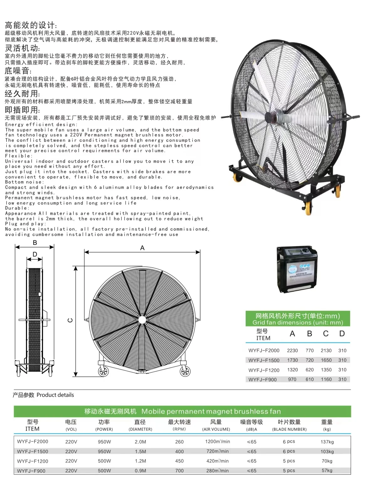 Afbeelding 6: 1,5m/5ft Elektrische Oscillerende Staande Afzuigventilator Industriële Staande Ventilator Draagbare Elektrische Staande Reuzenventilator