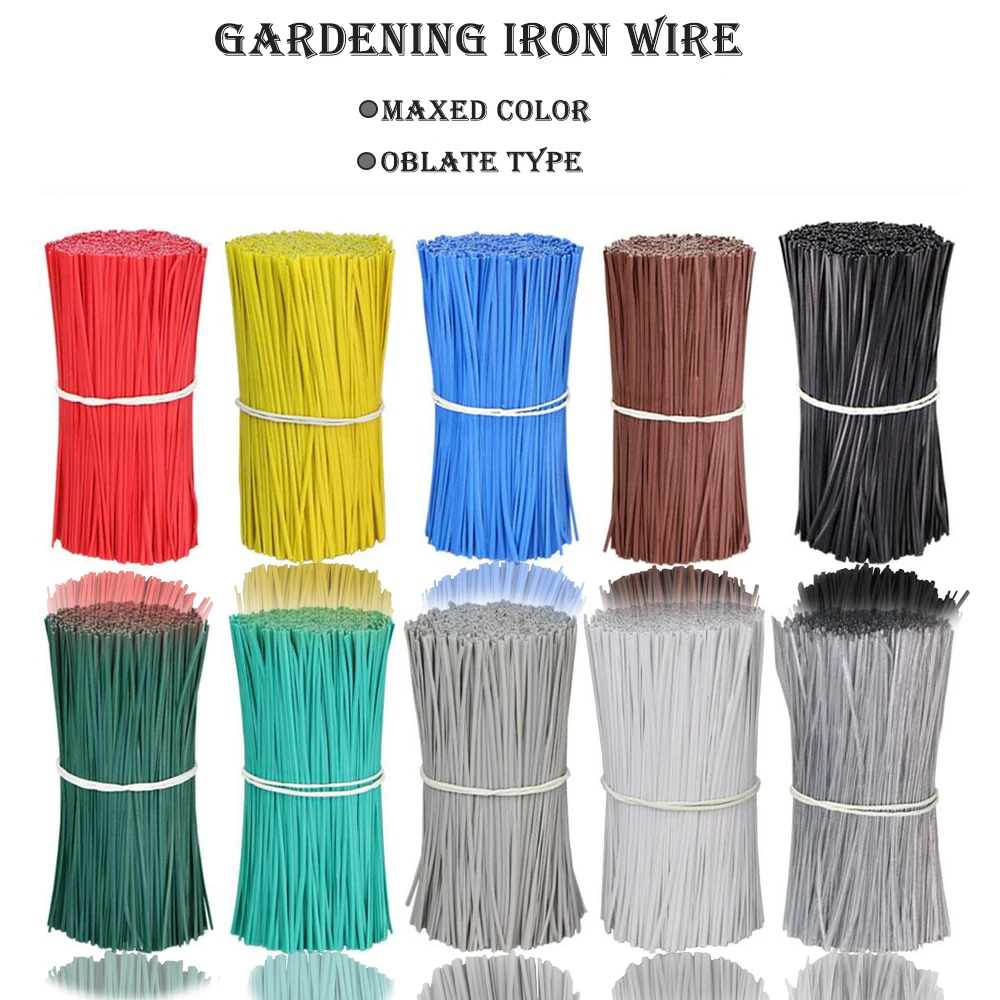 100PCS Gardening Cable Ties Reusable PVC Plastic Galvanized Iron Wire Twist Tie Flower Plant Climbing Multifunction Fix Strings