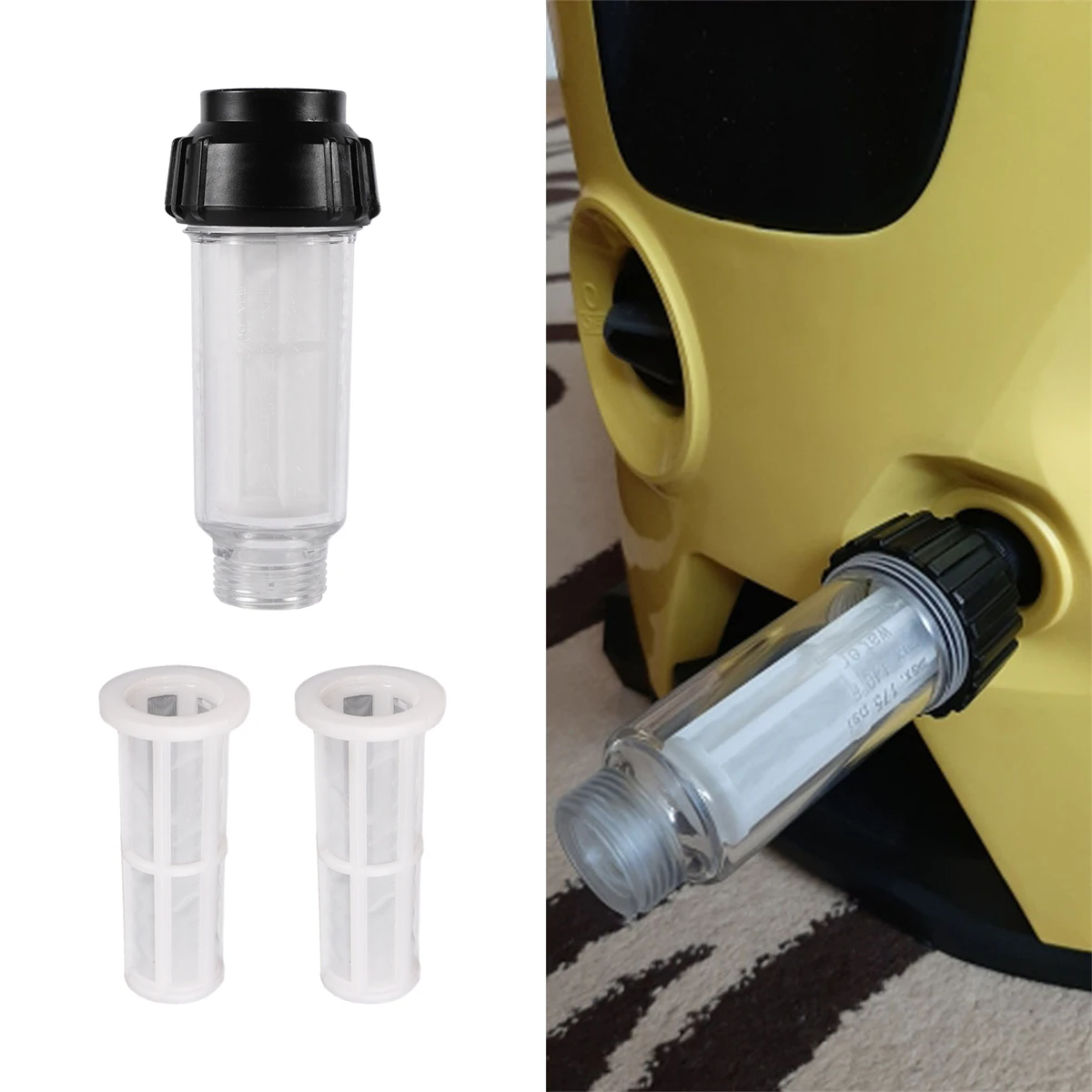 G3/4 Thread Screen Water Filter High Pressure Household Cleaning Machine Transparent Filter Car Washing Water Inlet Filter Set