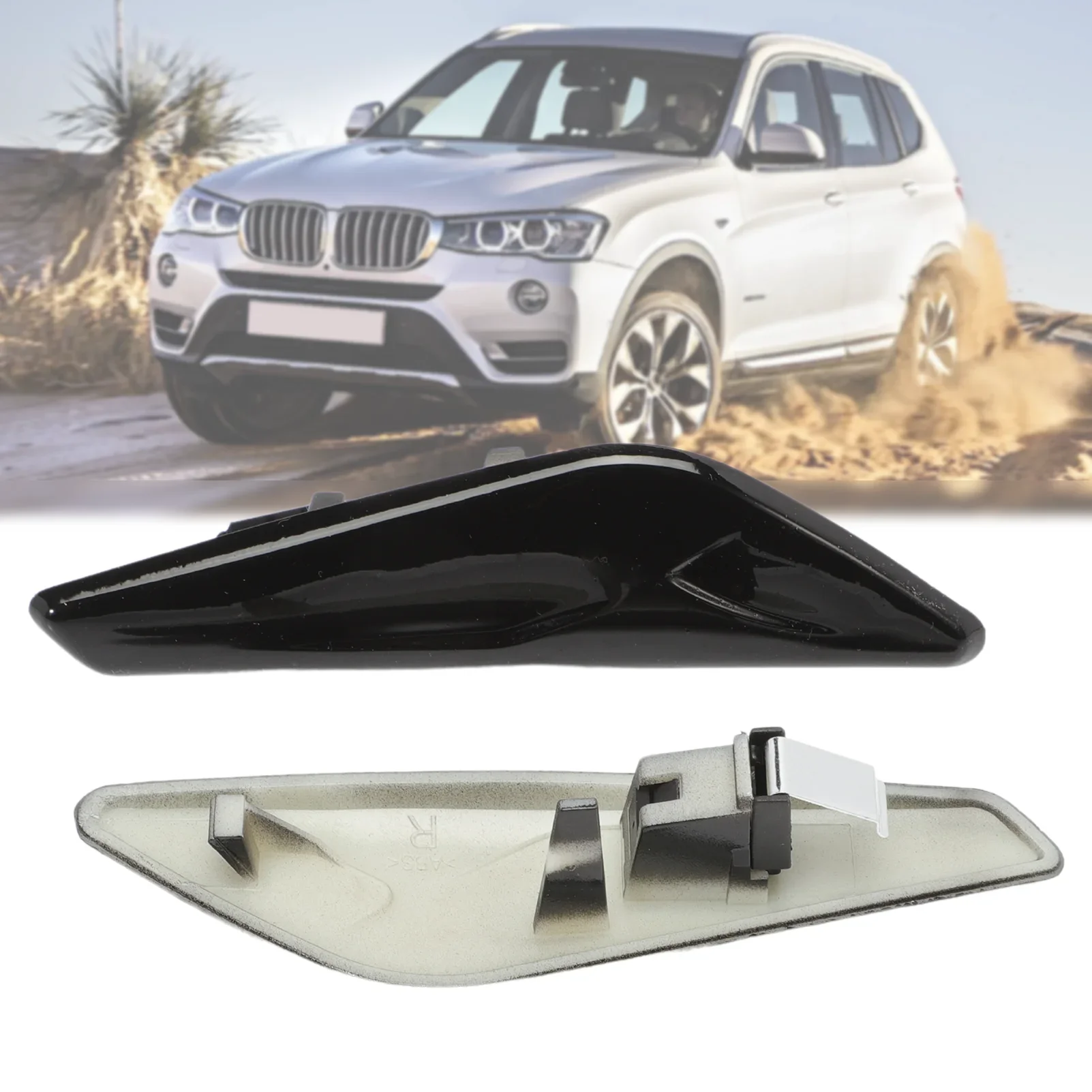 2 PCS Fender Side Marker Front Mudguard (1 Pair, Black Chrome Plated) For BMW X3 X4 F25 F26 51117338569 51117338570