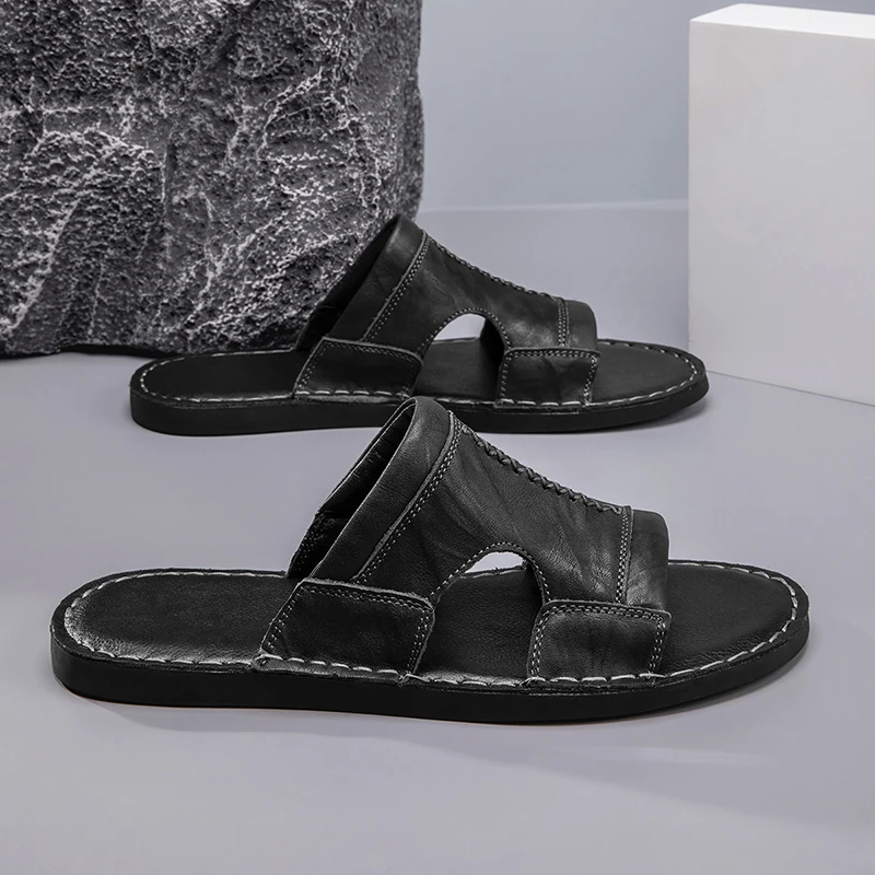 Daily Walking Men Slippers Modern Elegant Outline Thick Cushioned Insole Non Slip Durable Shoes For City Travel Outdoor Leisure