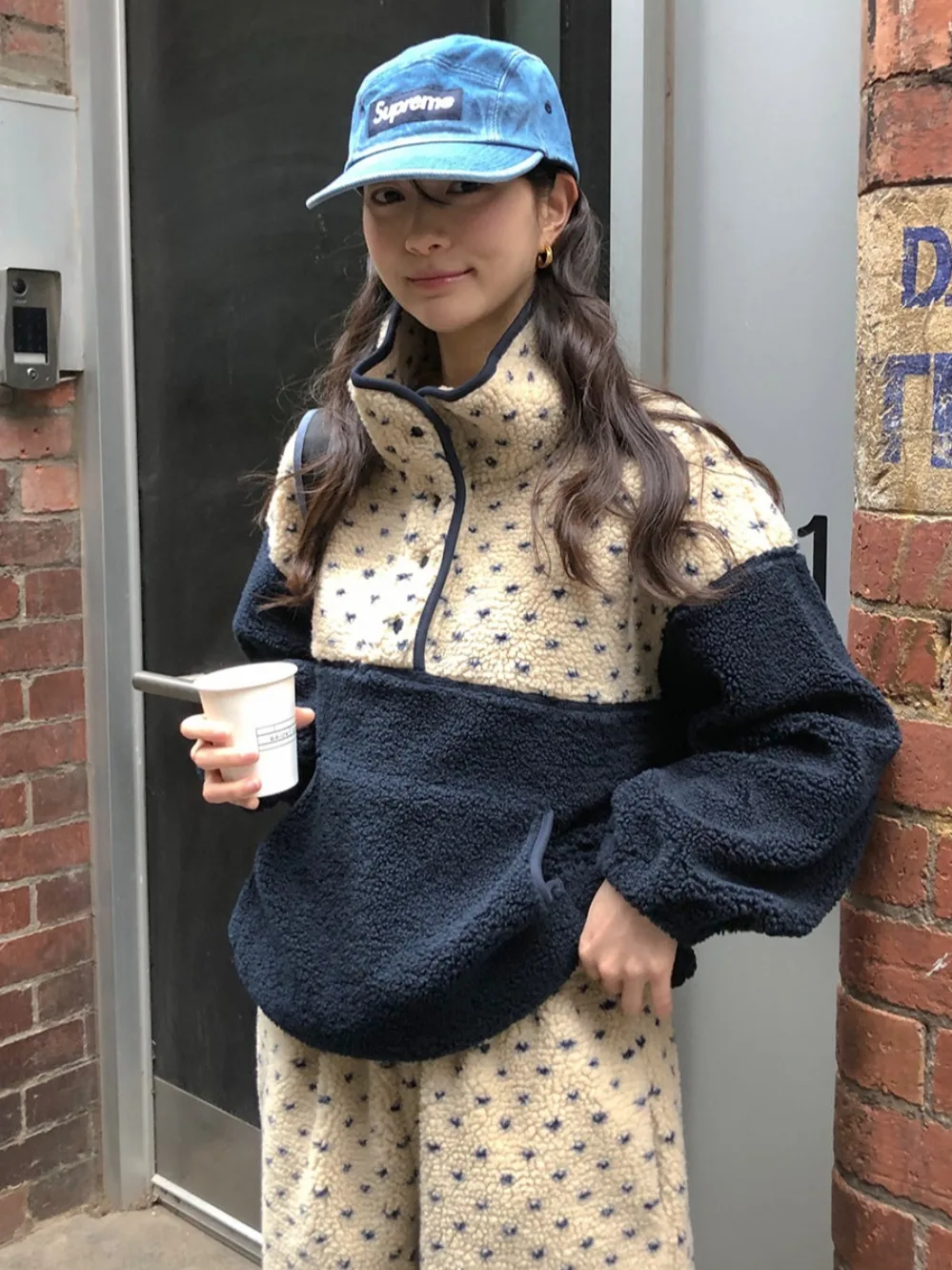 Chic Fashionable High-End Lamb Fur Spot Warmth Set Women's Winter New Style Complete Matching Korean Style Sweater Ensemble