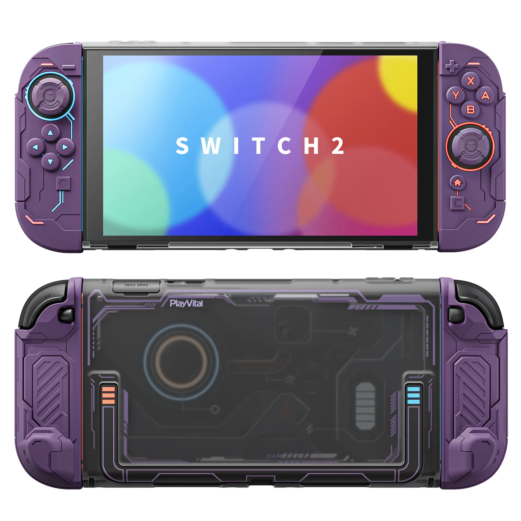

Защитный чехол PlayVital для Nintendo Switch 2, эргономичный противоскользящий силиконовый чехол-накладка Stellar Mecha, совместимый с док-станцией, жесткий корпус