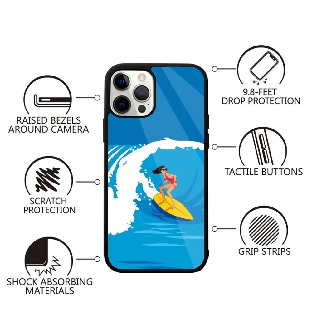 Surfboard Sea Phone Case For iPhone 15,14,13,12,11,Plus,Pro,Max Mini Magsafe Magnetic Wireless Charging