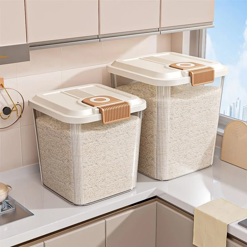 

Rice bucket household 2025 new food grade large capacity 25kg pack insect-proof and moisture-proof flour noodle