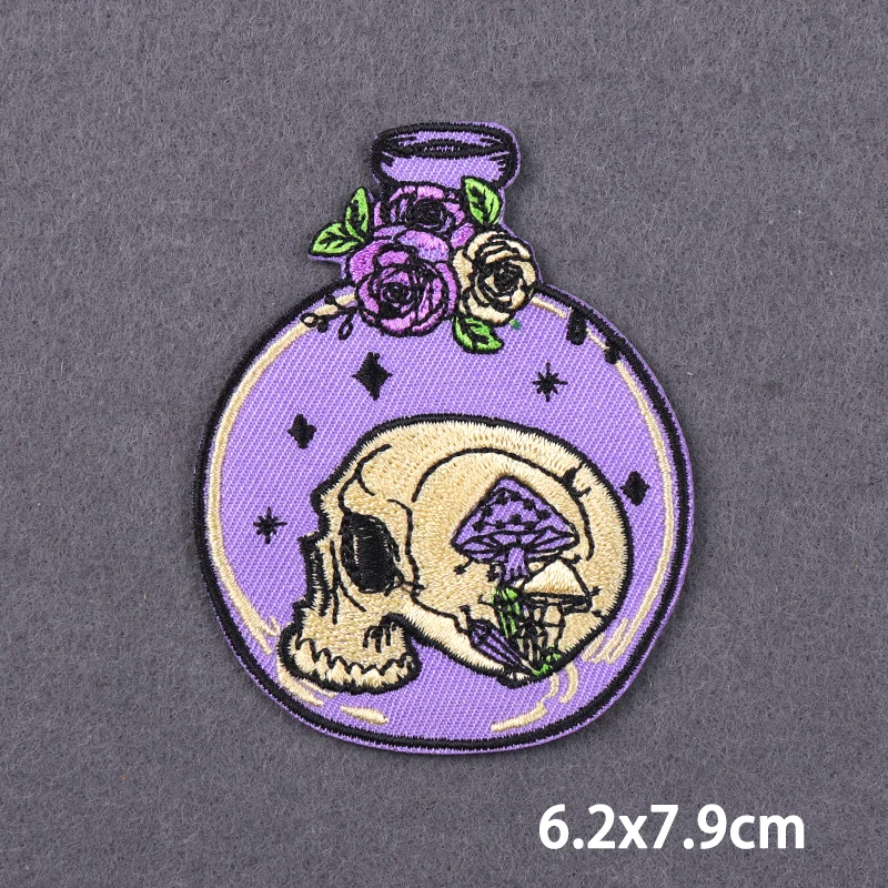 Psychedelischer Pilz-Zauberer-Hand-Aufnäher, Stickerei-Aufbügelpatches für Kleidung, Magische Kugel-Kleideraufkleber, DIY-Applikations-Abzeichen – Detail 15