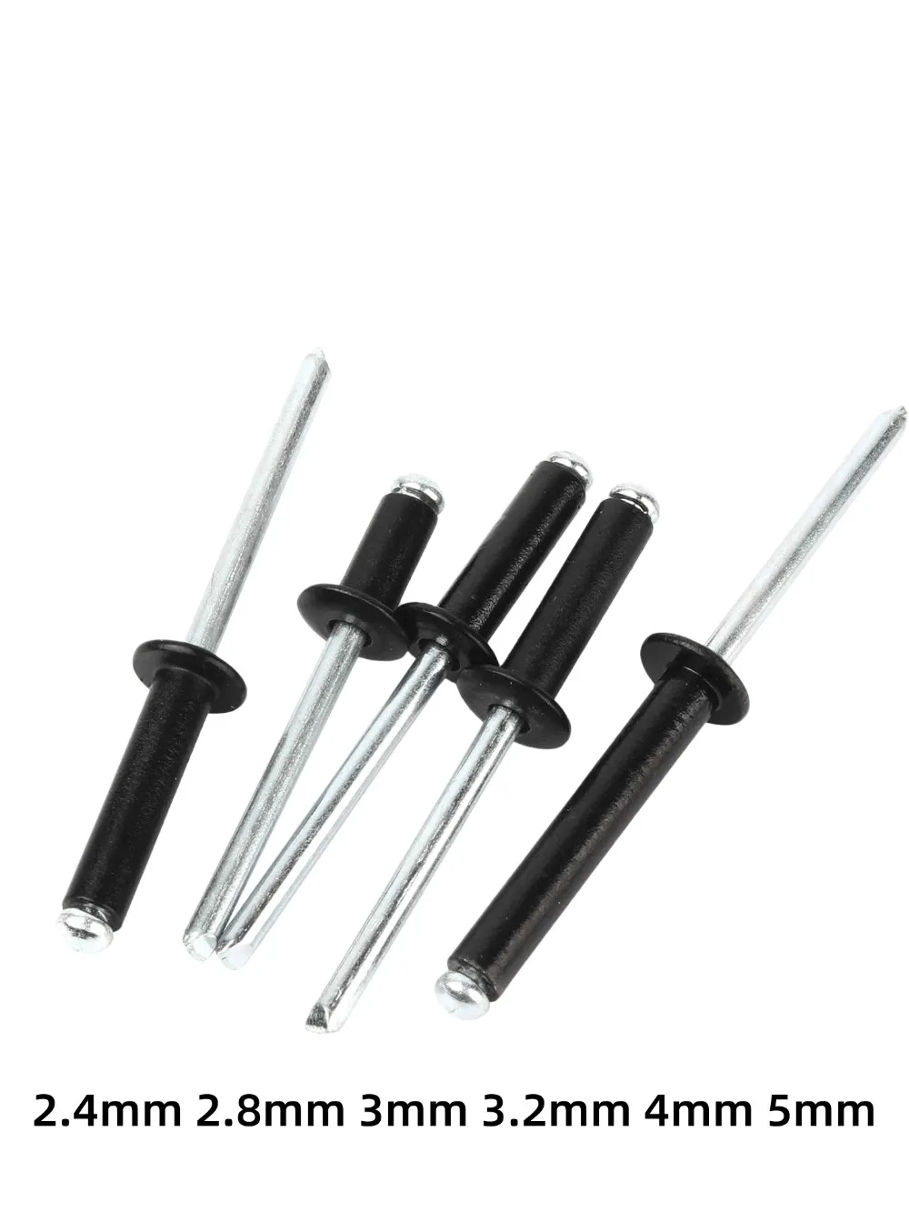Black Aluminum Blind Pop Rivet Dome Head Steel Shank 2.4-5mm Exhaust Pull Nail Open Type Fastener for Auto Repair