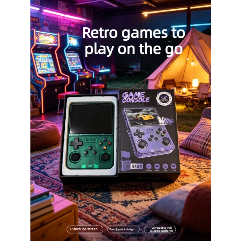

HDMI Socket R36S Retro Handheld Video Game Console Linux System 3.5-inch IPS Screen Portable Pocket Video Player R35S 64 Games