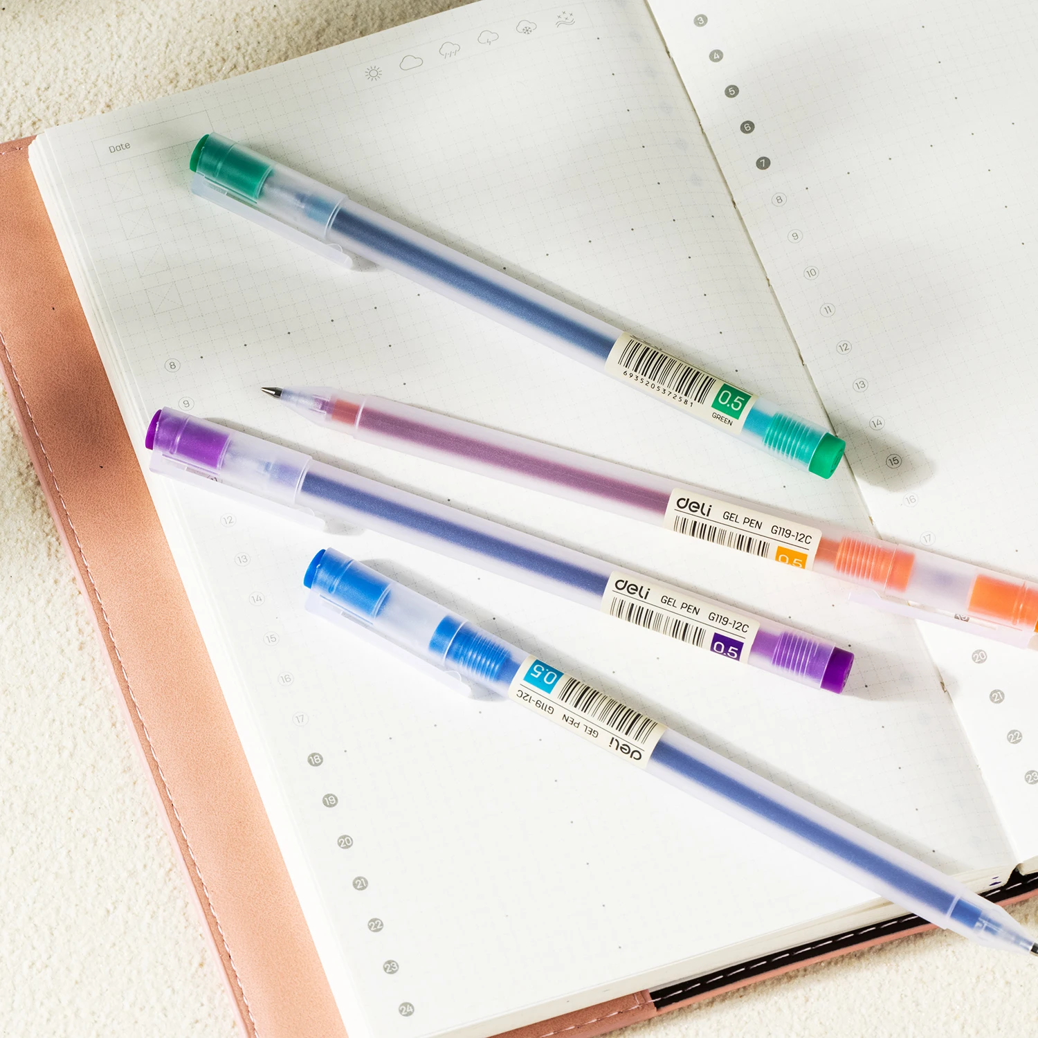 ديلي 12 قطعة مجموعة عالية الجودة اللون هلام القلم الكتابة قلم محايد اللون قلم الكرات الدوّارة 0.5 مللي متر رصاصة الحبر الأزرق قلم توقيع قلم حبر جاف #6