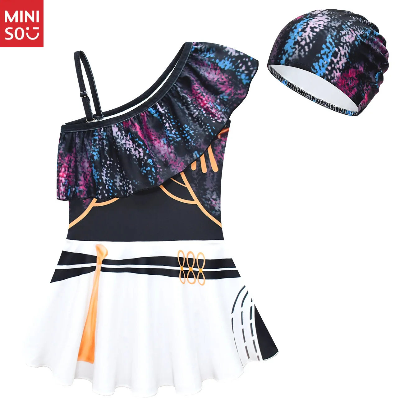 

Miniso K-POP New Arrival! Kids' Off-Shoulder One-Piece Dress Swimsuit - Witch Hunters Cosplay for Little Girls