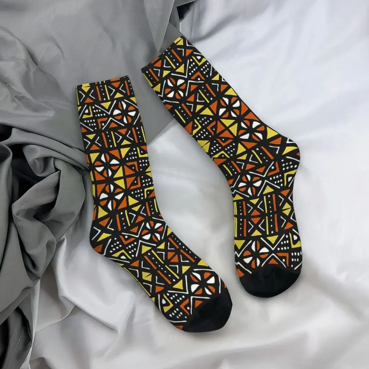 Calcetines de patrón de guardabarros Bogolan africano Harajuku, medias absorbentes de sudor, todas las estaciones, calcetines largos para hombre y mujer, regalo de cumpleaños