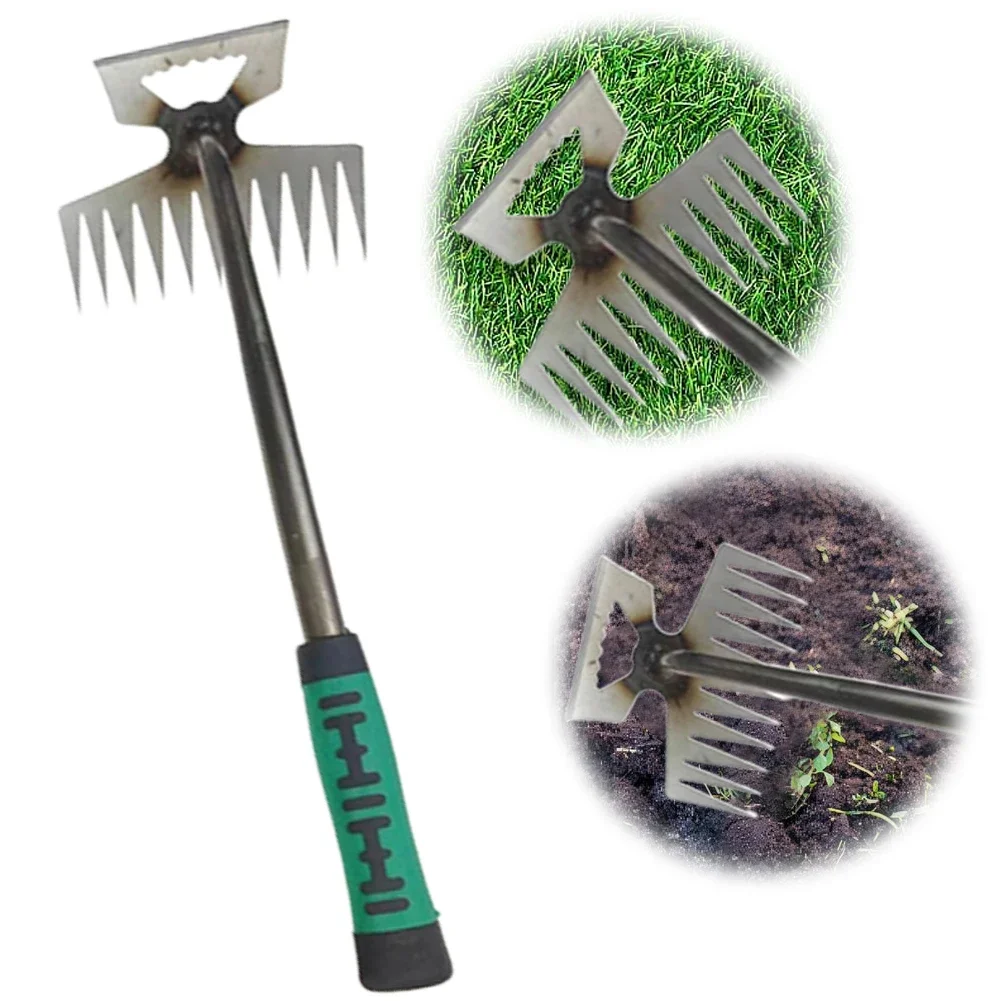 2 in 1 Garten Rechen manuelle Unkraut Gras Wurzel werkzeug Abzieher Schaufel 5/6/11 Zahn Unkraut Entfernung Hand Garten lose Boden Werkzeug
