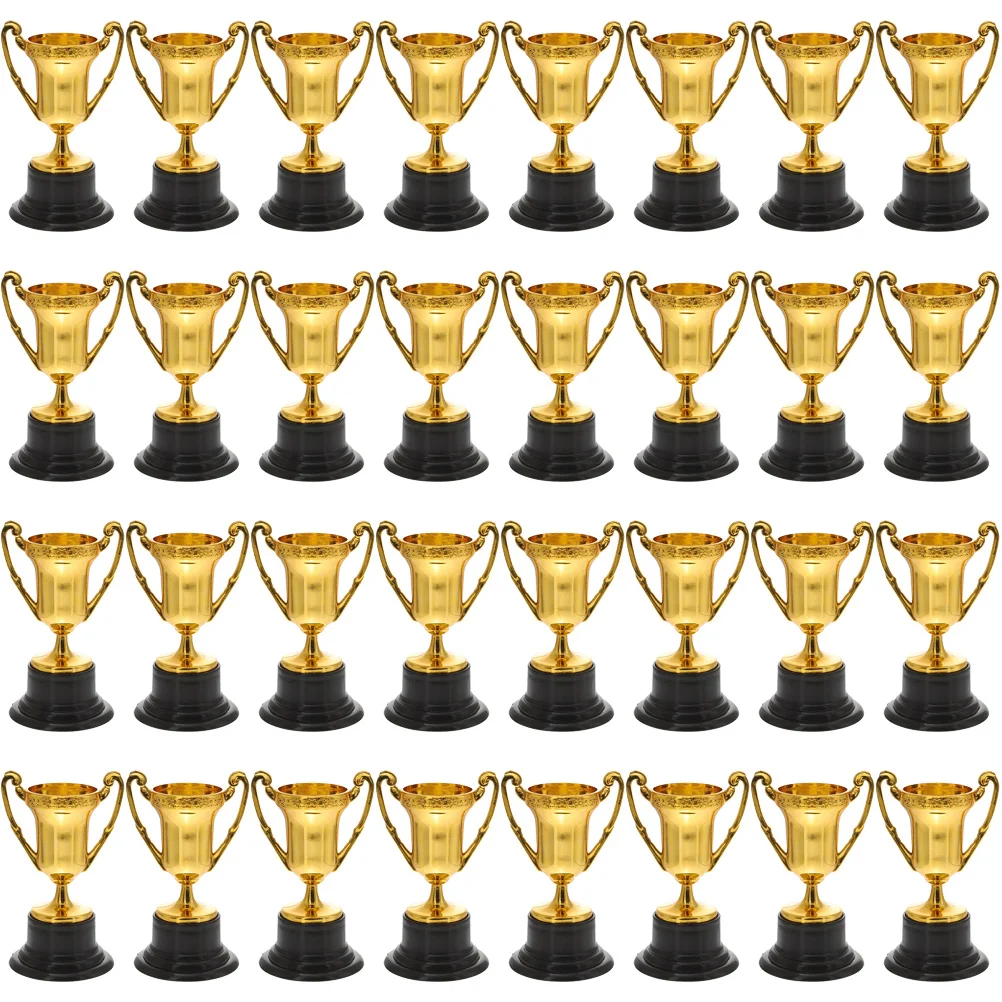 32pcs Mini Trophy Model Small Plastic Trophy  Party Prop Plastic Trophy  Toy with Base