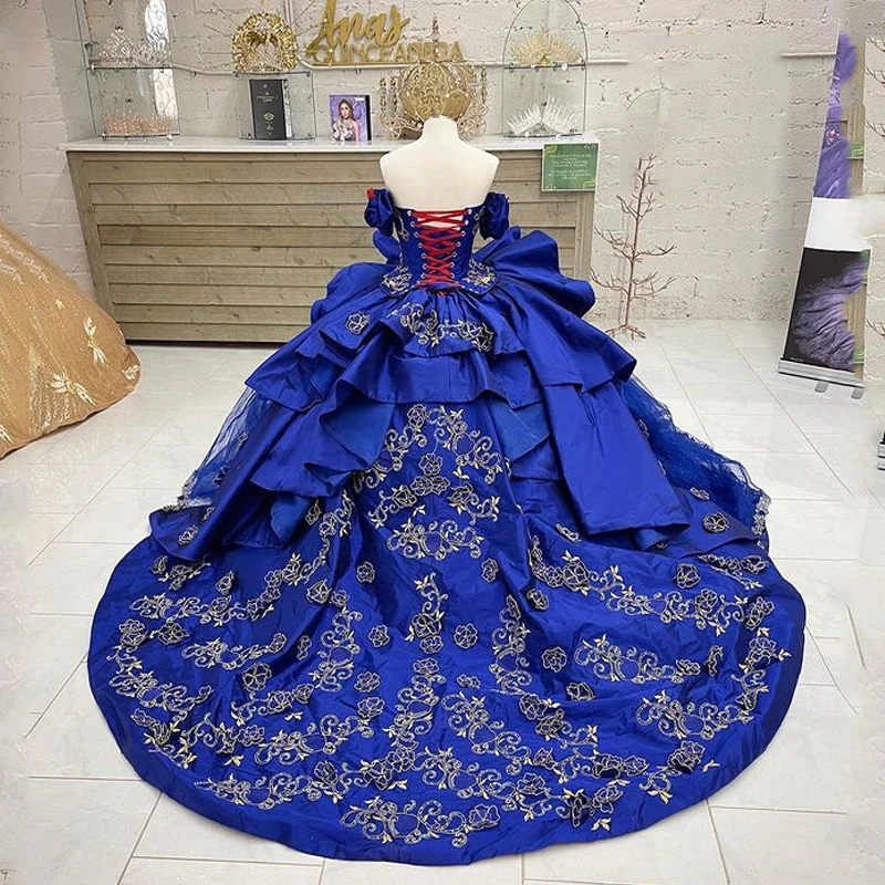 

Женское платье принцессы с открытыми плечами, платье Quinceanera, бальное платье 3D с цветами, платье на день рождения, милое платье с бисером и шнуровкой, 16