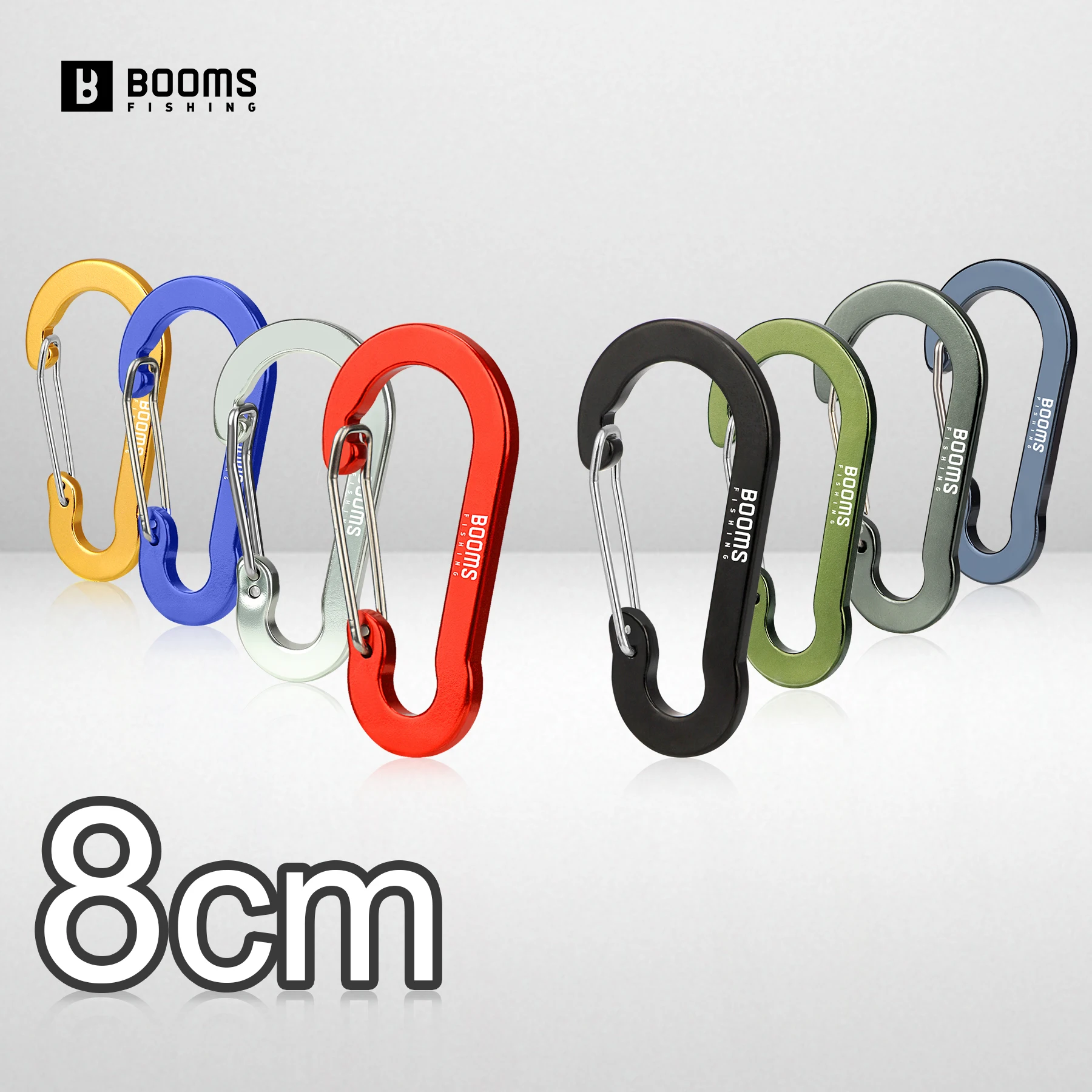 

Booms Fishing CC5 Multi-Use Carabiner Clips 8cm 10pcs Caribeener Clips Keychain Aluminum D Ring Carabiners Fishing Accessories