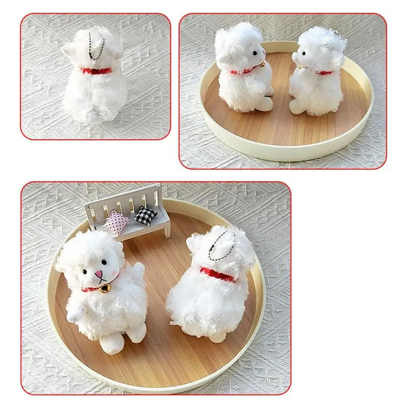 Stuffed Sheep Plush Keychain Key Holder Doll Plush Backpack Purse Pendant Cute Stuffed Toy White Sheep Bag Charm 9Cm/3.5Inch