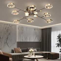 Modern Luxury Crystal Chandeliers Lighting For Living Room Bedroom Plated Gold Aluminum Remote Control Pendant Lamps Decoration