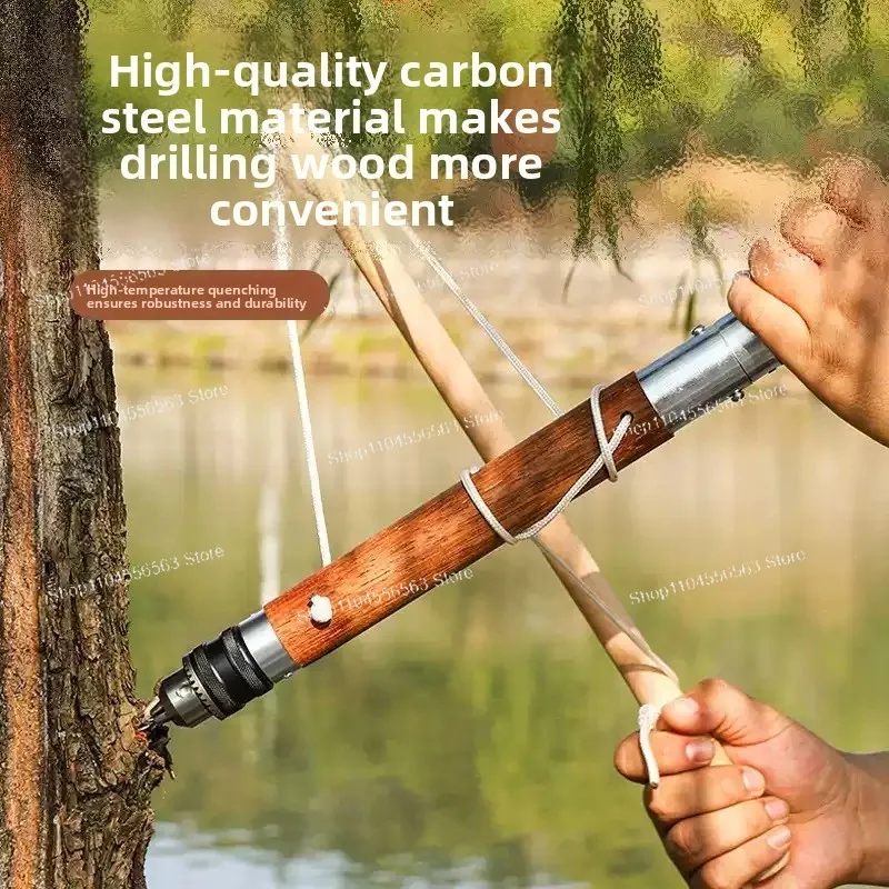 Traditional Chinese Woodworking Hand Drill - High Carbon Steel Bit with Adjustable Chuck, Precision Drilling Tool for Carpenters
