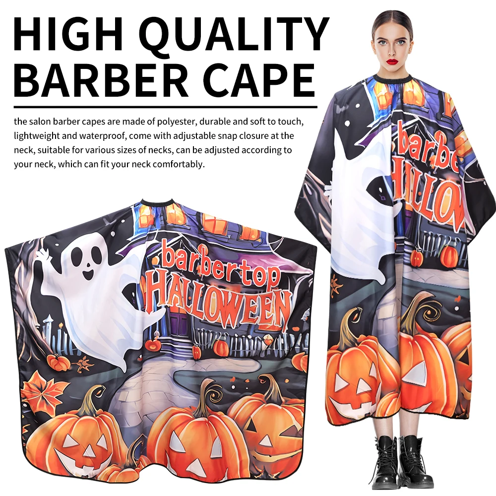 

Halloween Haircut Cloth Hairdressing Apron Hairdresser Gown Barber Pumpkin Pattern Antistatic Hairstyling Capes Barber Tools