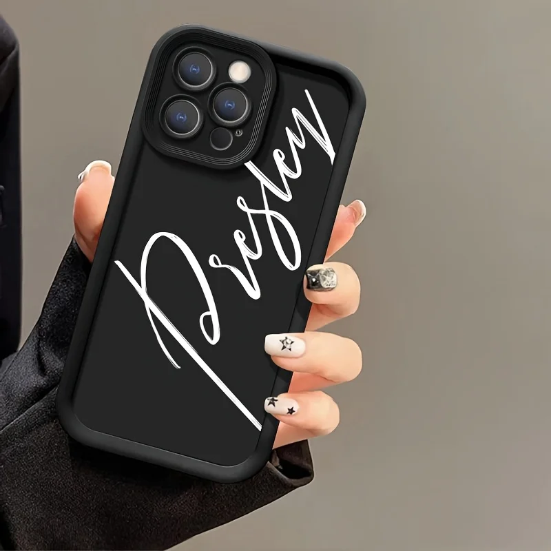 Funda Personalizada con Letra para iPhone 12 13 Mini 17 Air 16 14 15 Pro Max X XS XR SE 2020 2022 11 5 7 8 6 Plus, Texto Personalizado, Letrero con Nombre