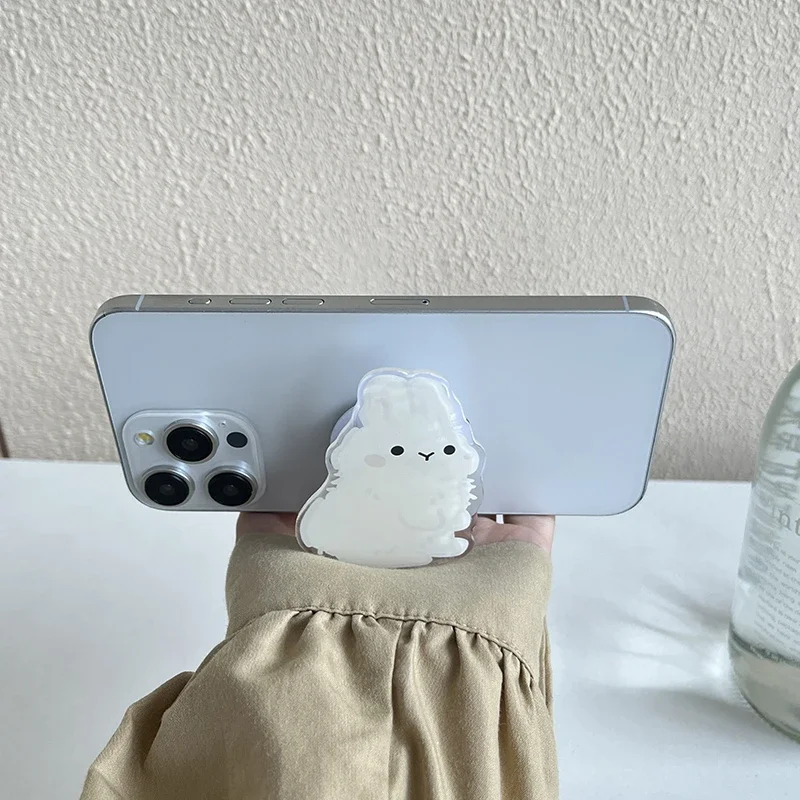 Uroczy, przezroczysty uchwyt na telefon 3D w kształcie kwiatka, składany stojak na palec, pasujący do iPhone'a 16 Pro, akcesoria.