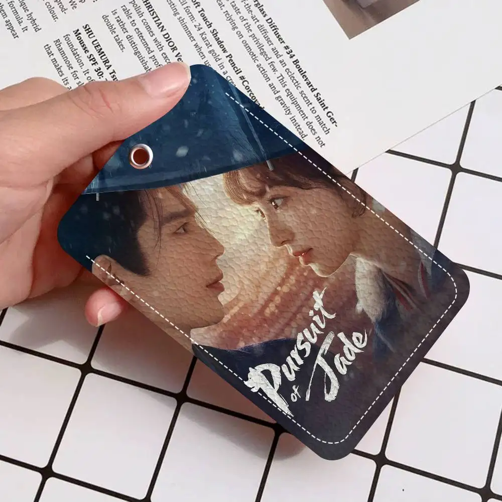 P-Pursuit O-Of J-Jade Rectangle Keychain Card Holder, Badge Credit Card Holder, Student ID Card Holder, Bus Cards Cover