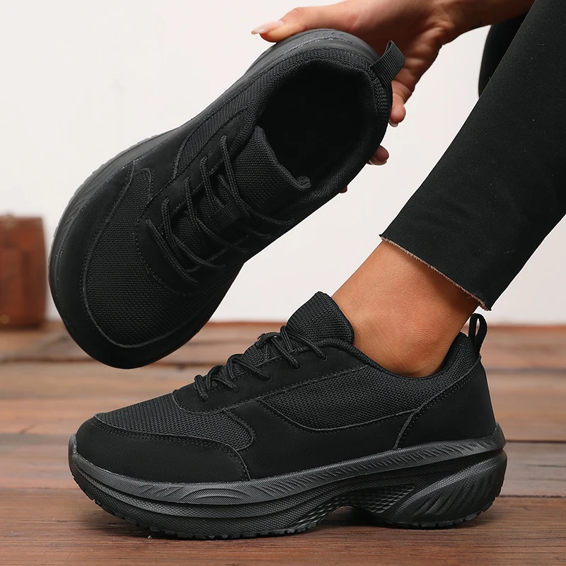 Damen-Frühlings-/Sommer-Schuhe – lässige Sportschuhe mit breiten Füßen, einfache einfarbige flache Schuhe, bequeme, dicke, niedrige Schuhe, Plateau-Loafer