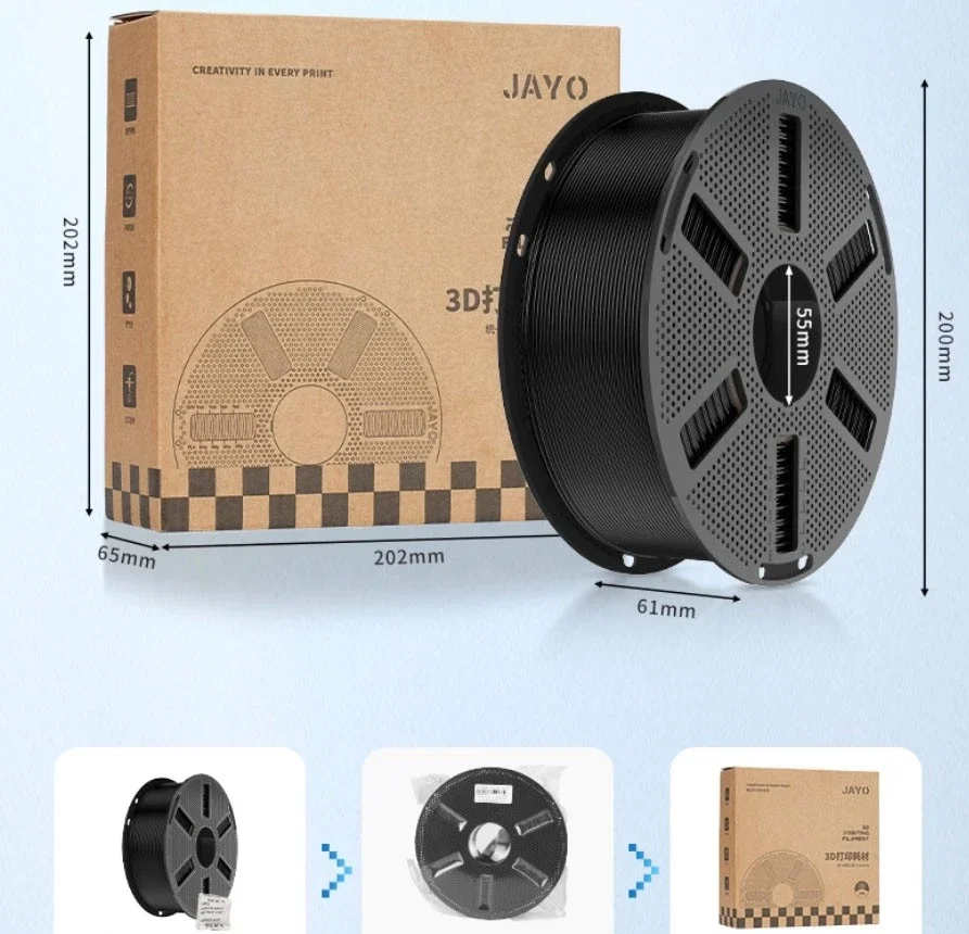 JAYO 10*1,1 kg – przezroczysty filament PETG do drukarek 3D, średnica 1,75 mm, bez pęcherzyków, nietoksyczny, materiał do druku 3D, kompatybilny z 99% drukarek 3D FDM. — zdjęcie produktu 5