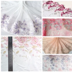 1Yard Pink Mesh Embroidery Lace Fabric, DIY Garment, Needlework, Sewing Dolll, Clothing Accessories