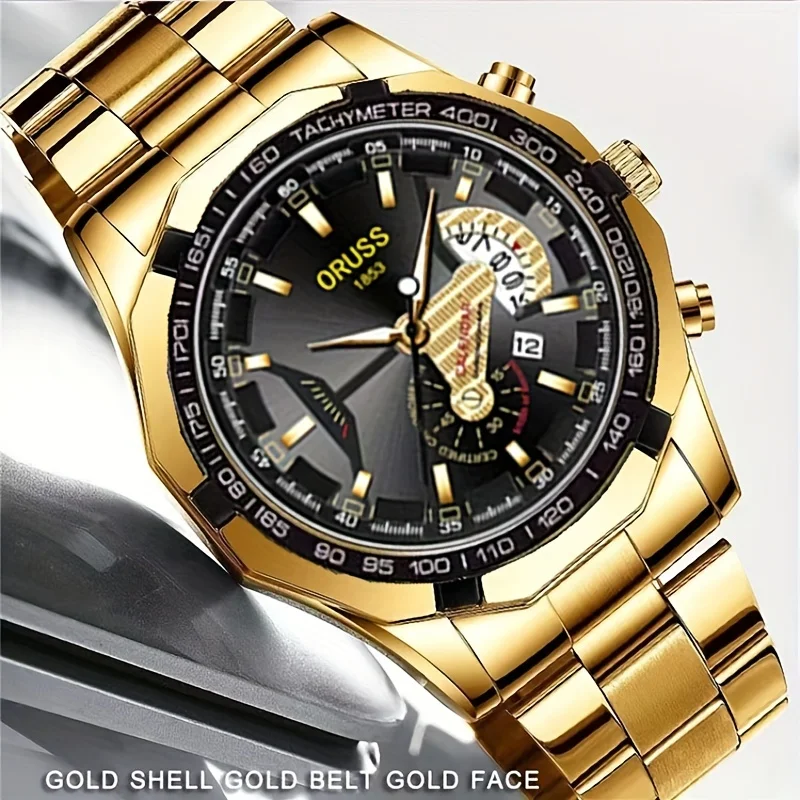 남성용 퍼페추얼 캘린더 시계, 클래식, 내구성, 큰 다이얼, 패션, 비즈니스, 남성용 시계, 와이드 스트랩, 40mm