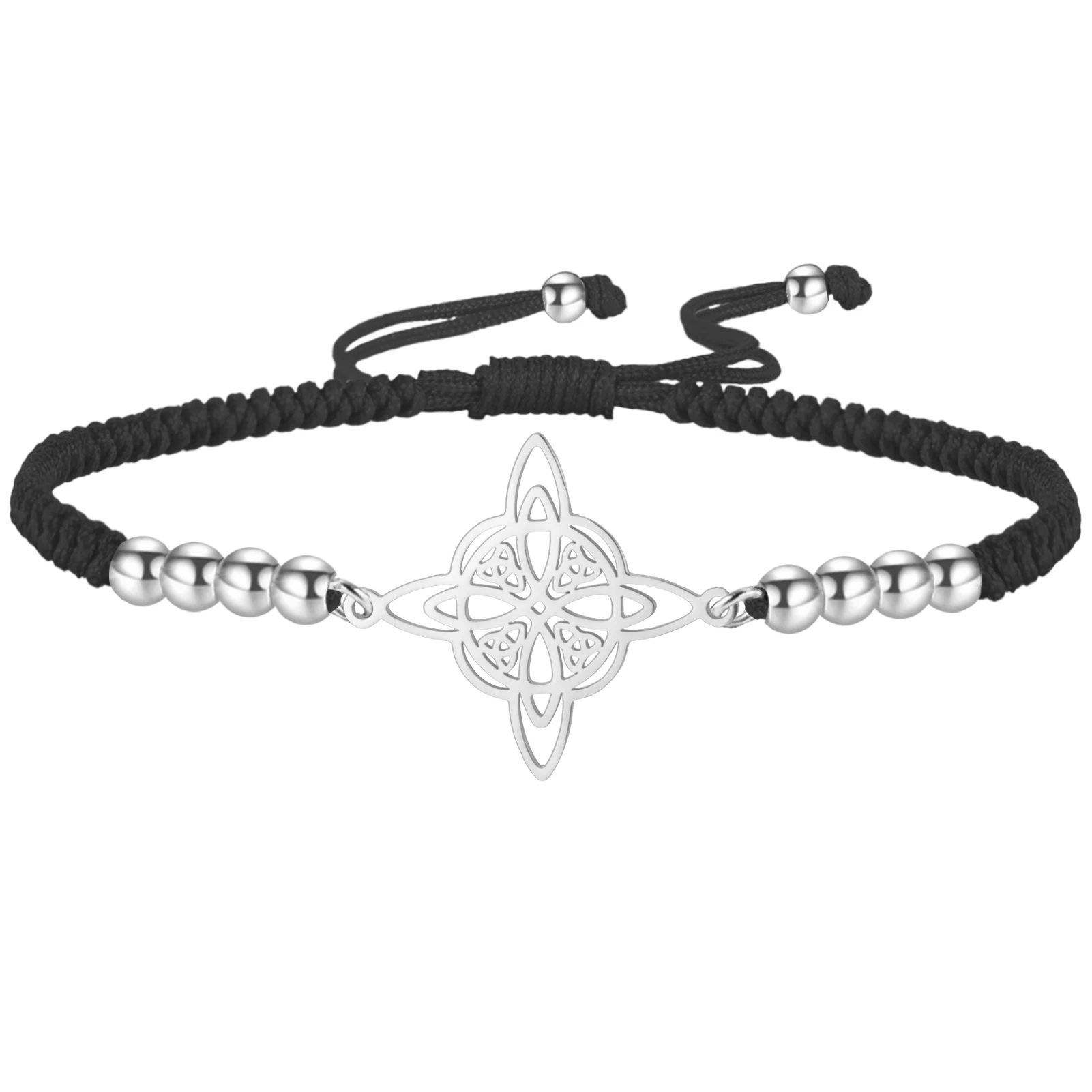 Kkjoy Hexenknoten-Armband mit keltischem vierzackigen Stern, Edelstahl, Wicca-Armband, okkultes Amulett, Charms, Schmuck, Geschenk für Frauen – Detail 9