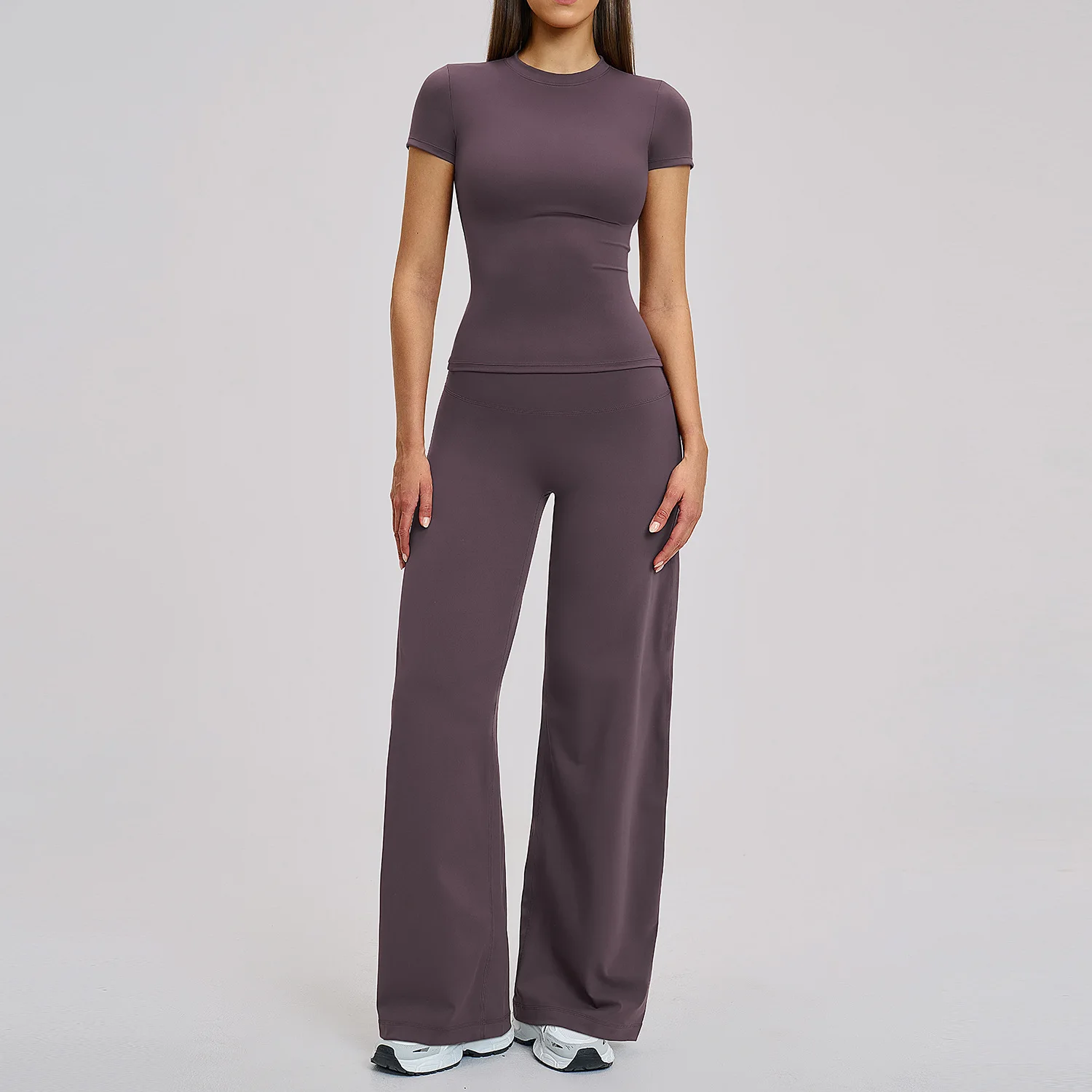 2 Pieces Yoga Set Gym Clothes Sportswear Yoga Suits Women Sports Outfits Fitness Short Sleeve Crop Top Tracksuits Gym Leggings - Image 4