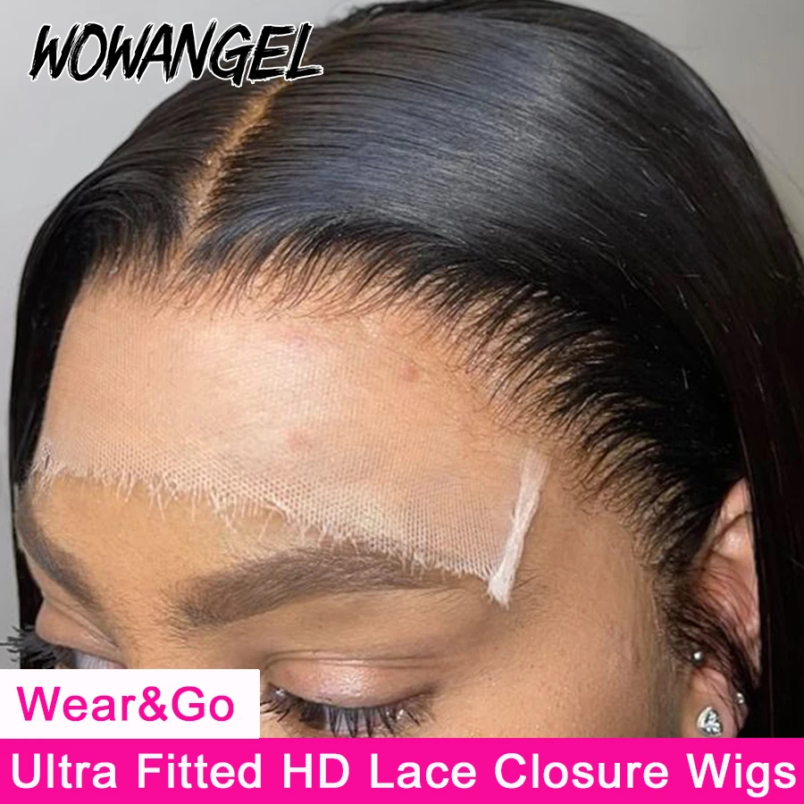 

Wow Angel 5x5 HD Lace Closure Wigs Human Hair Wig Straight 250% Glueless Wig Ready to Wear Preplucked Middle Part Wigs for Woman