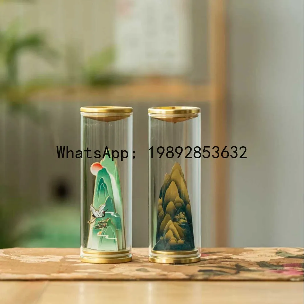 Fg glass smoke backflow incense burner brass hollow backflow incense chinoiserie aromatherapy gift box set gift agarwood