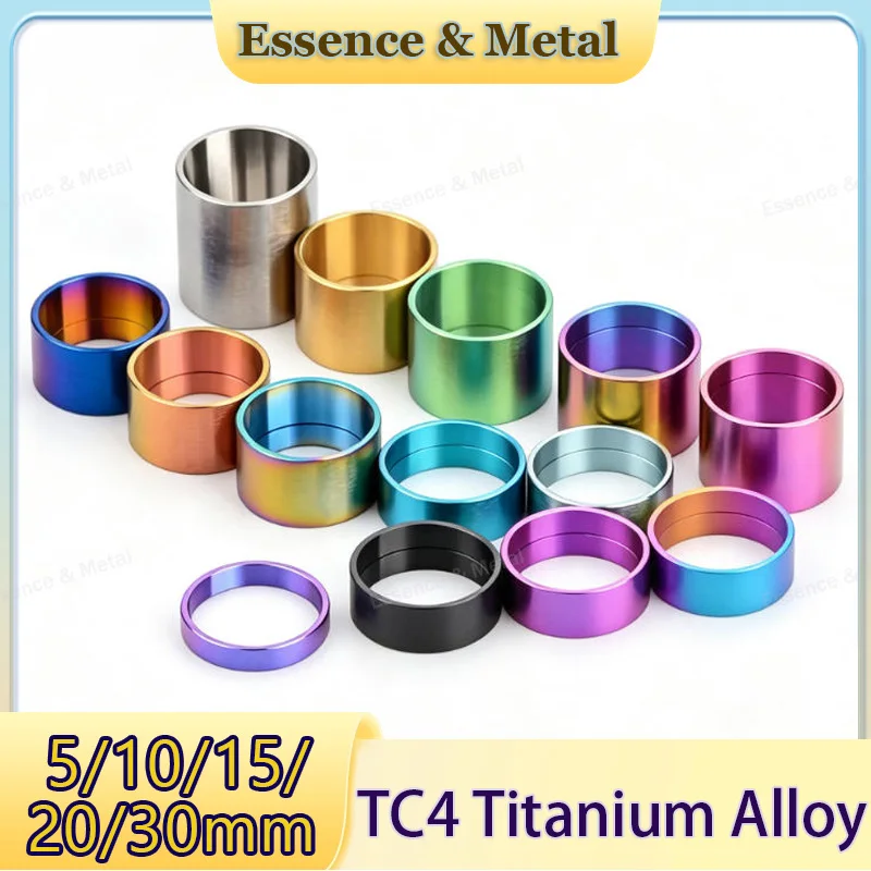 TC4 Titanium Alloy Bicycle Headset Stem Spacers 5/10/15/20/30mm Bicycle Stem Spacers Headset Spacers for Mountain and Road Bikes