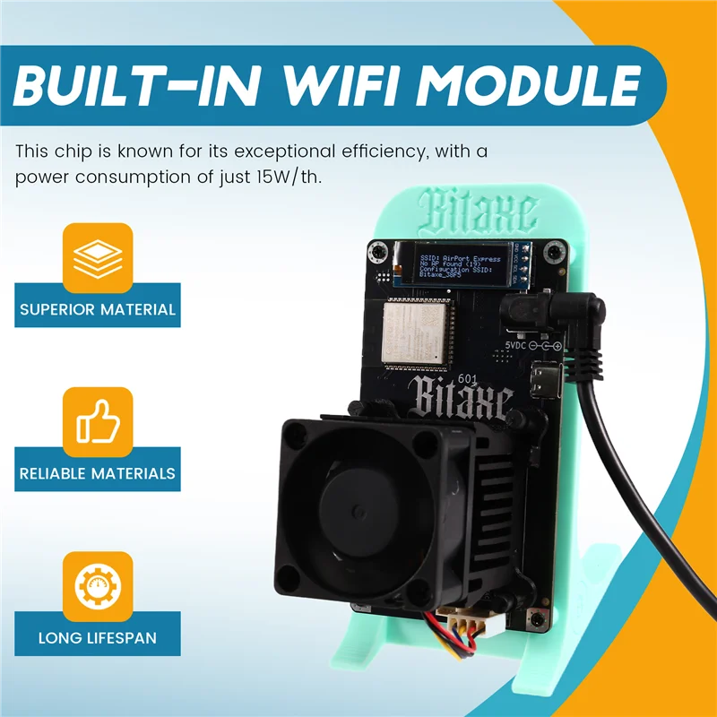 SANQ Exclusive Bitaxe Gamma 601 1.2TH/S Bitcoin Solo Miner يتميز بـ BM1370 ASIC، Antminer S21 Pro، UK Plug، طاقة 18-22W