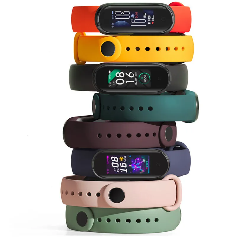 Pulsera de repuesto para Xiaomi Mi Band 3, 4, 5, 6, 7, correa de silicona para reloj inteligente